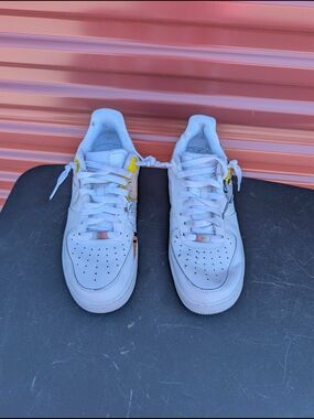 Nike White Sneakers with Yellow Accent